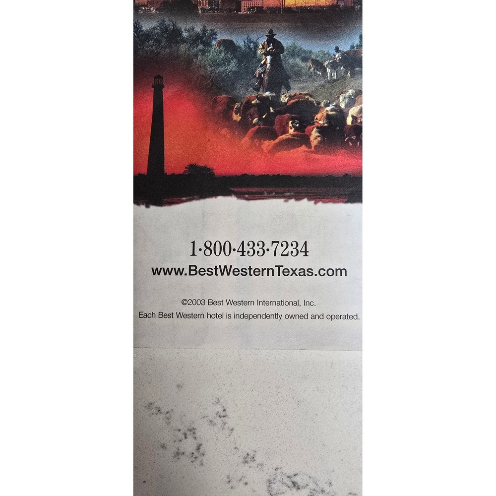 Vintage 2003 2004 Best Western Texas Road Map Travel Brochure Hotel Memorabilia